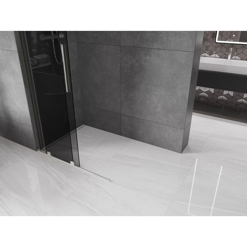 Mexen Velar L Плъзгаща се душ-стена Walk-in 110 x 200 см, графит 8 мм, четкан никел - 871-110-003-43-97