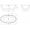 Mexen Eris самостоятелна вана 180 x 95 см, бяла, преливник gun metal - 53441809500-95