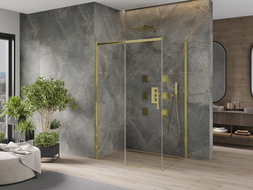 Mexen Omega плъзгаща се душ кабина 130 x 80 см, прозрачна, златна - 825-130-080-50-00