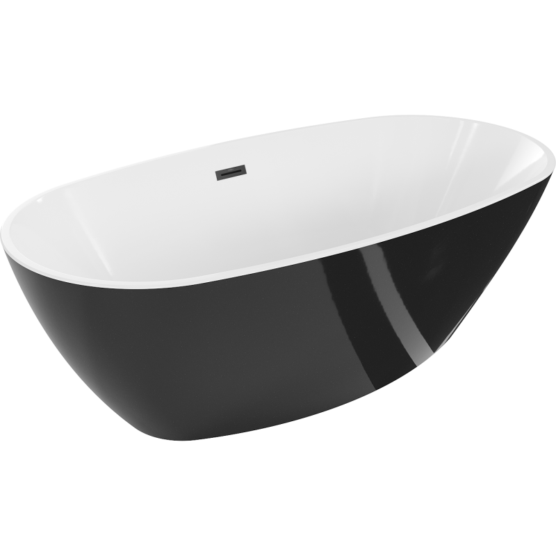 Свободностояща вана Mexen Eris 180 x 95 см, бяла/черна, черен прелив - 53441809575-70