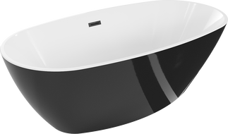 Mexen Eris свободностояща вана 180 x 95 см, бяла/черна, черен преливник