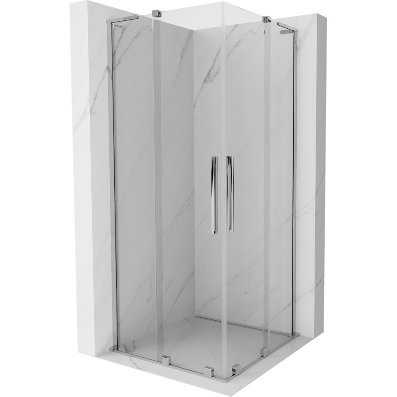 Mexen Velar L Дуо плъзгаща се душ кабина 80 x 80 см, прозрачна, хром - 871-080-080-02-03-01