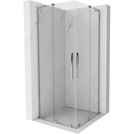 Mexen Velar L Дуо плъзгаща се душ кабина 80 x 80 см, прозрачна, хром - 871-080-080-02-03-01