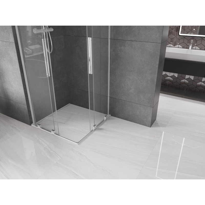 Mexen Velar L Дуо плъзгаща се душ кабина 80 x 80 см, прозрачна, хром - 871-080-080-02-03-01