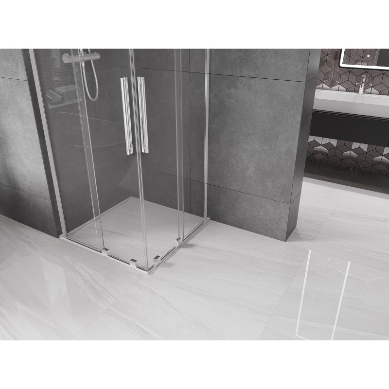 Mexen Velar L Дуо плъзгаща се душ кабина 80 x 80 см, прозрачна, хром - 871-080-080-02-03-01