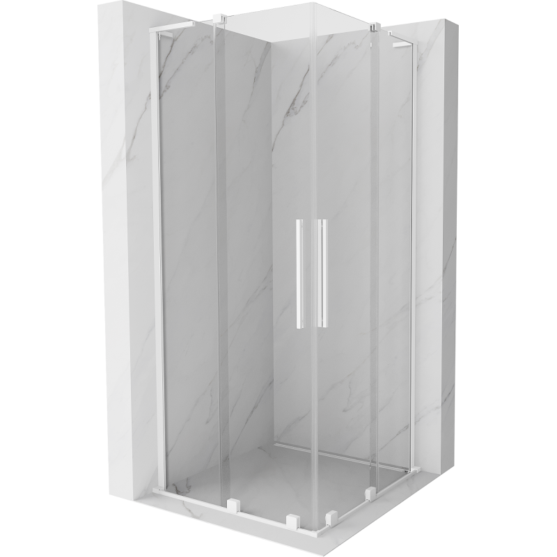Mexen Velar L Duo плъзгаща се душ кабина 80 x 80 cm, прозрачна, бяла - 871-080-080-02-03-20