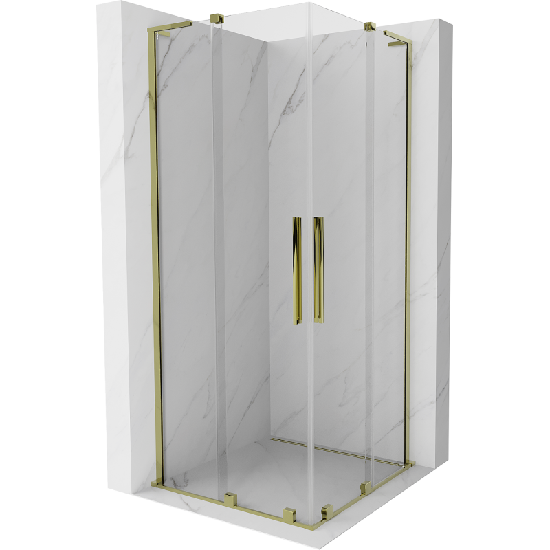 Mexen Velar L Duo плъзгаща се душ кабина 80 x 80 см, прозрачна, златна - 871-080-080-02-03-50