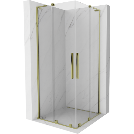 Mexen Velar L Duo плъзгаща се душ кабина 80 x 80 см, прозрачна, златна - 871-080-080-02-03-50