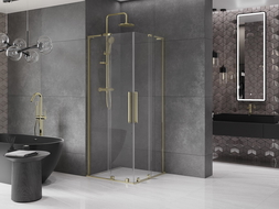Mexen Velar L Duo душ кабина плъзгаща се 90 x 90 cm, прозрачна, златна - 871-090-090-02-03-50