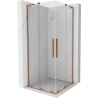 Mexen Velar L Duo плъзгащ се душ кабина 80 x 80 см, прозрачен, матирана мед - 871-080-080-02-03-65