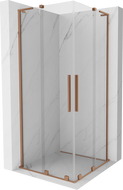 Mexen Velar L Duo плъзгаща се душ кабина 90 x 90 см, прозрачна, четкана мед - 871-090-090-02-03-65