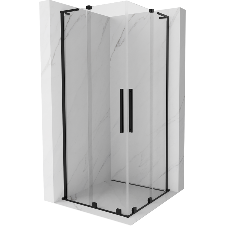 Mexen Velar L Duo плъзгаща се душ кабина 80 x 80 см, прозрачна, черна - 871-080-080-02-03-70