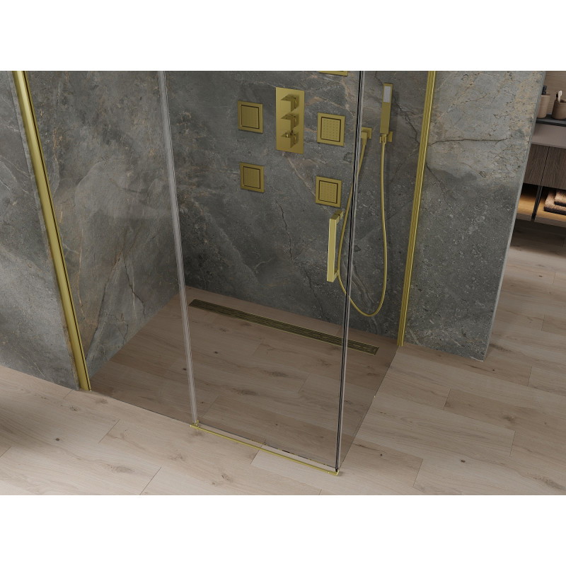 Mexen Omega плъзгаща душ кабина 130 x 100 см, прозрачна, златна - 825-130-100-50-00