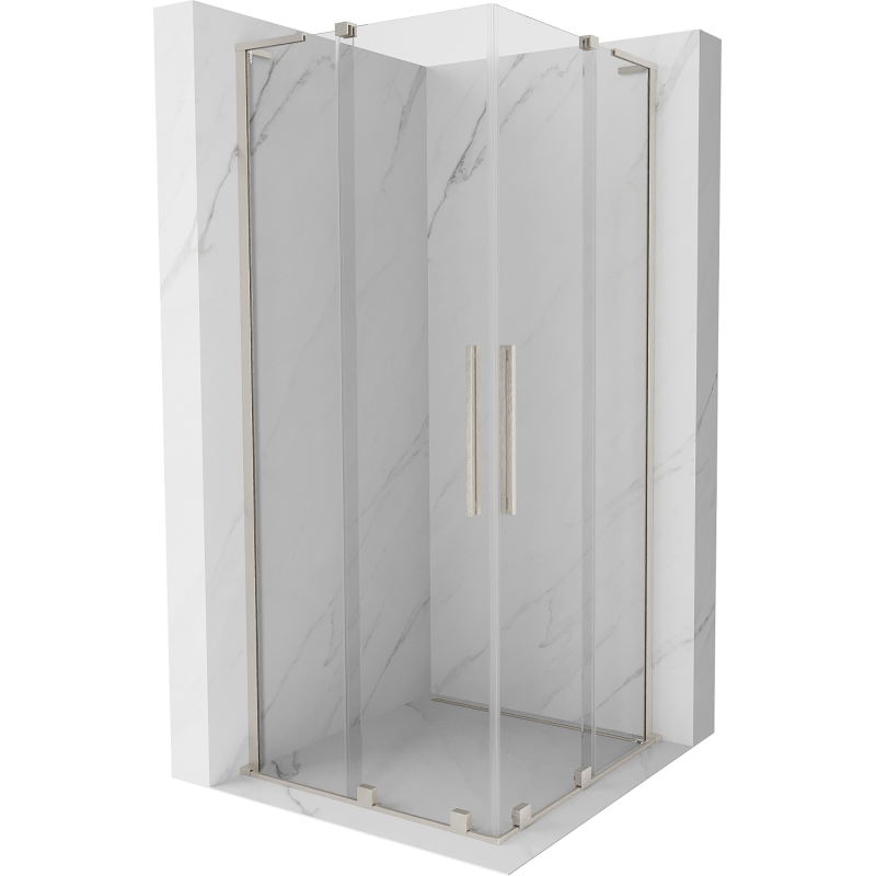 Mexen Velar L Duo плъзгаща се душ кабина 80 x 80 cm, прозрачна, четкан никел - 871-080-080-02-03-97