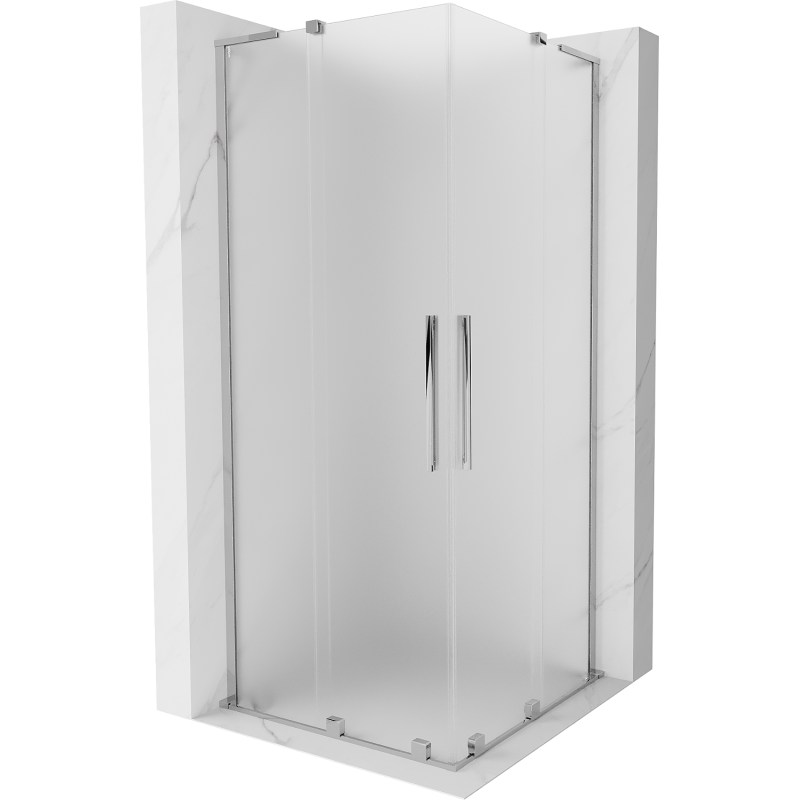 Mexen Velar L Duo плъзгаща се душ кабина 80 x 80 см, замръзено стъкло, хром - 871-080-080-02-33-01