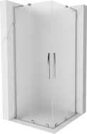 Mexen Velar L Двойна плъзгаща душ кабина 80 x 80 см, матирана, хром - 871-080-080-02-33-01