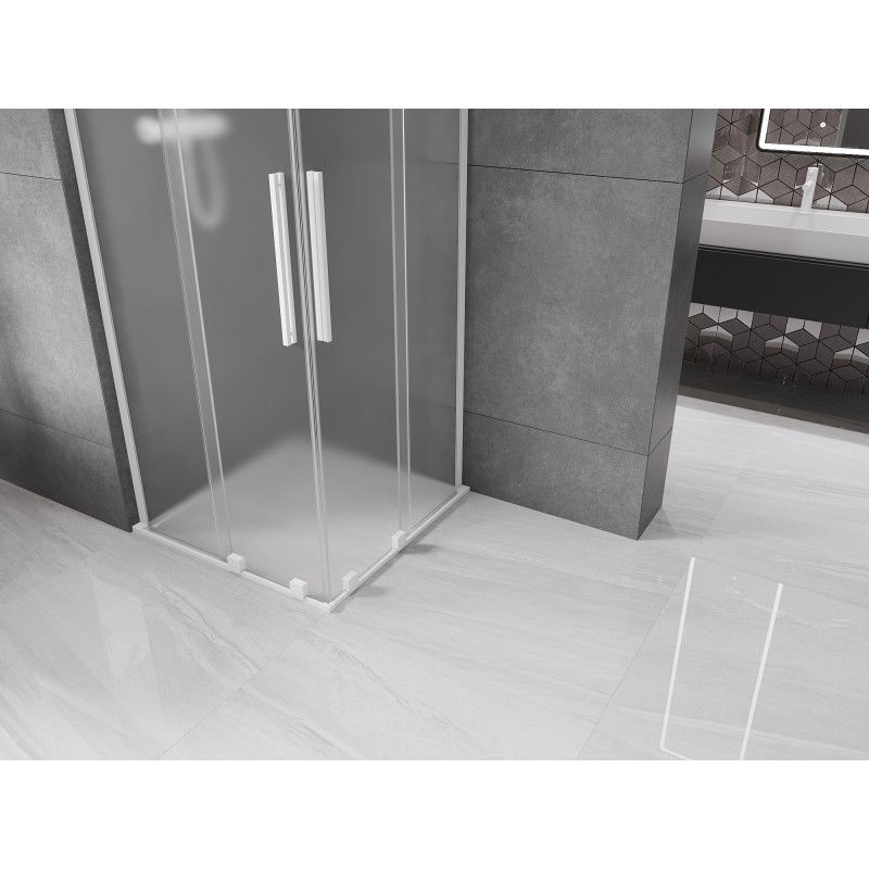 Mexen Velar L Duo плъзгаща се душ кабина 90 x 90 см, мат, бяло - 871-090-090-02-33-20
