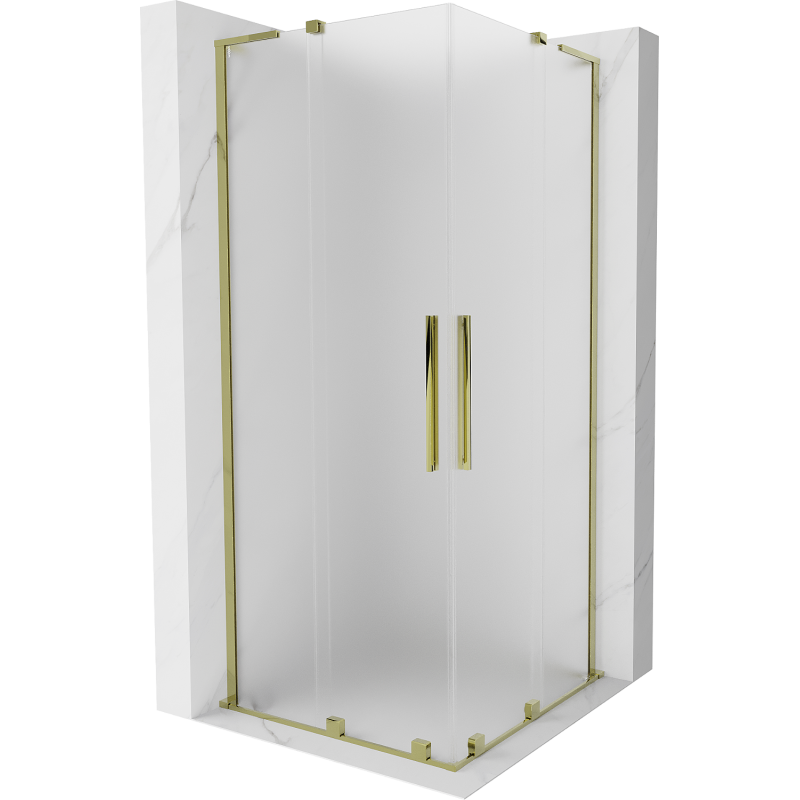 Mexen Velar L Duo плъзгаща се душ кабина 100 x 100 см, матирано, злато - 871-100-100-02-33-50