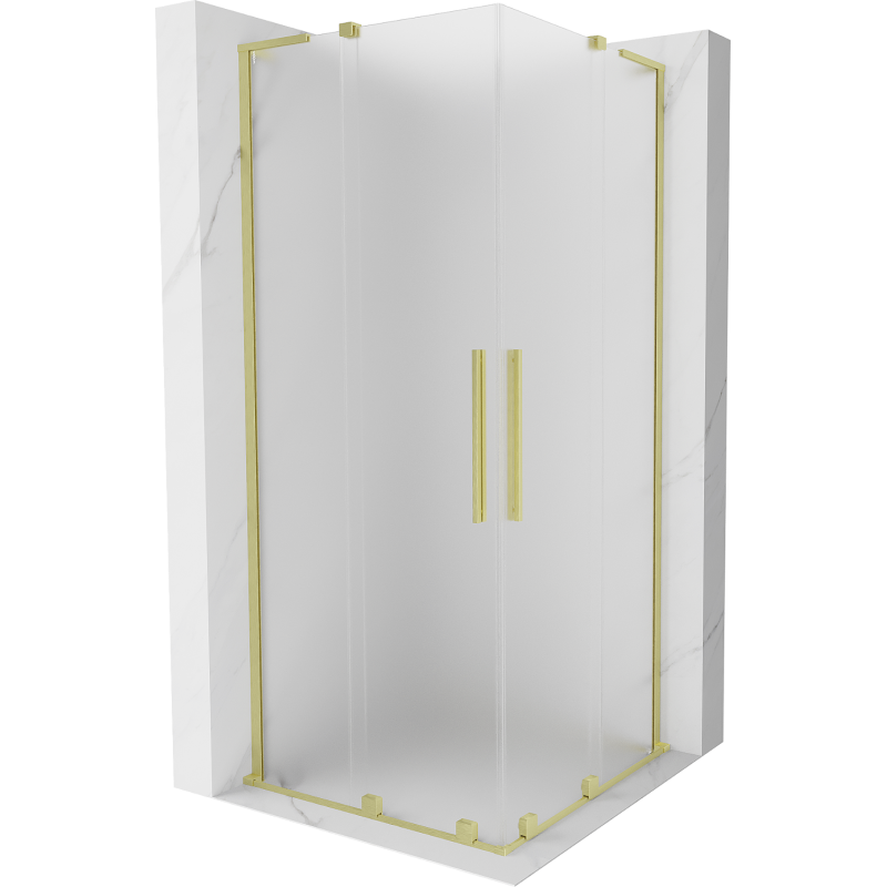 Mexen Velar L Duo плъзгаща се душ кабина 80 x 80 см, матирана, златна четка - 871-080-080-02-33-55