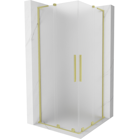 Mexen Velar L Duo плъзгаща се душ кабина 80 x 80 см, матирана, златна четка - 871-080-080-02-33-55