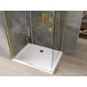 Mexen Omega плъзгаща се душ кабина 100 x 70 см, прозрачна, златна + корито Flat