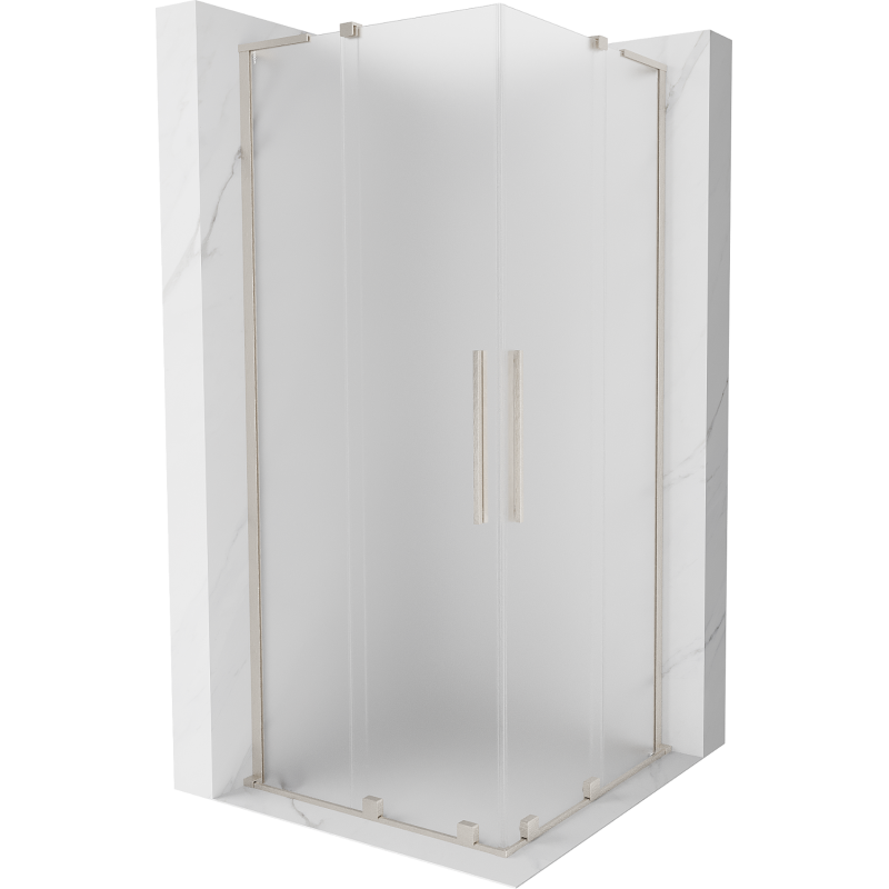 Mexen Velar L Duo плъзгаща се душ кабина 100 x 100 cm, матирано, матиран никел - 871-100-100-02-33-97