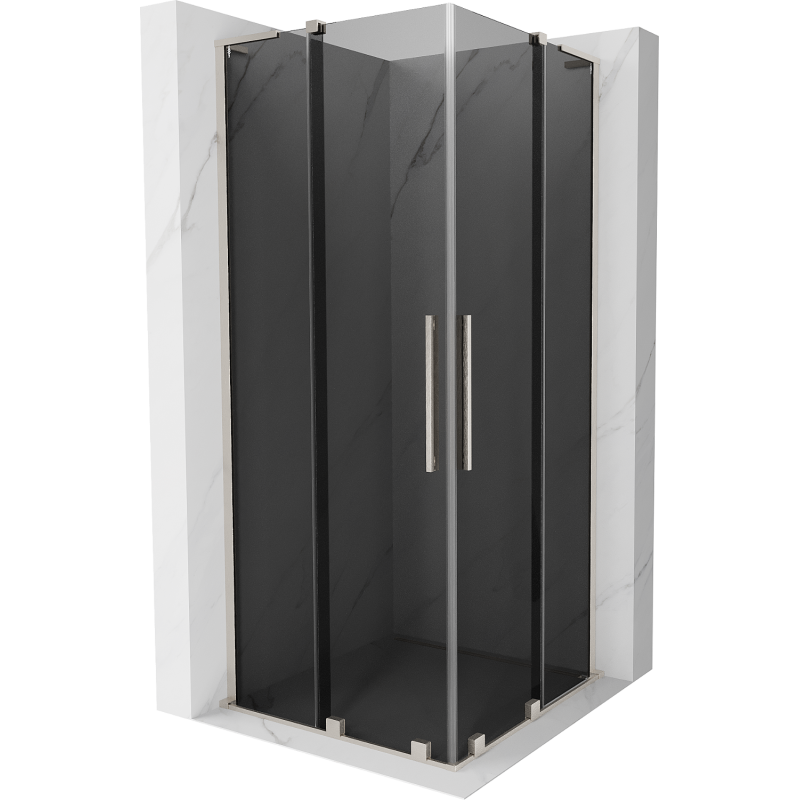 Mexen Velar L Duo плъзгаща се душ кабина 80 x 80 см, графит, четкан никел - 871-080-080-02-43-97