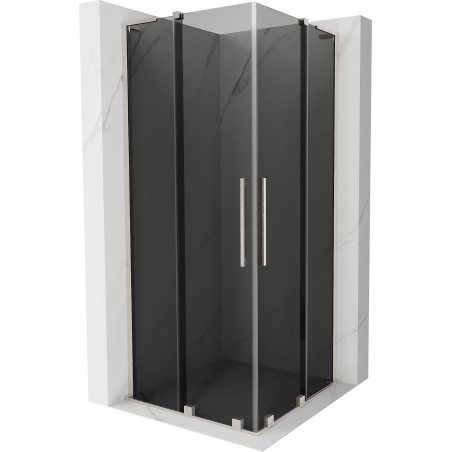 Mexen Velar L Duo плъзгаща се душ кабина 80 x 80 см, графит, четкан никел - 871-080-080-02-43-97
