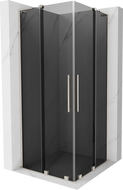 Mexen Velar L Duo плъзгаща се душ кабина 90 x 90 см, графит, четкан никел - 871-090-090-02-43-97