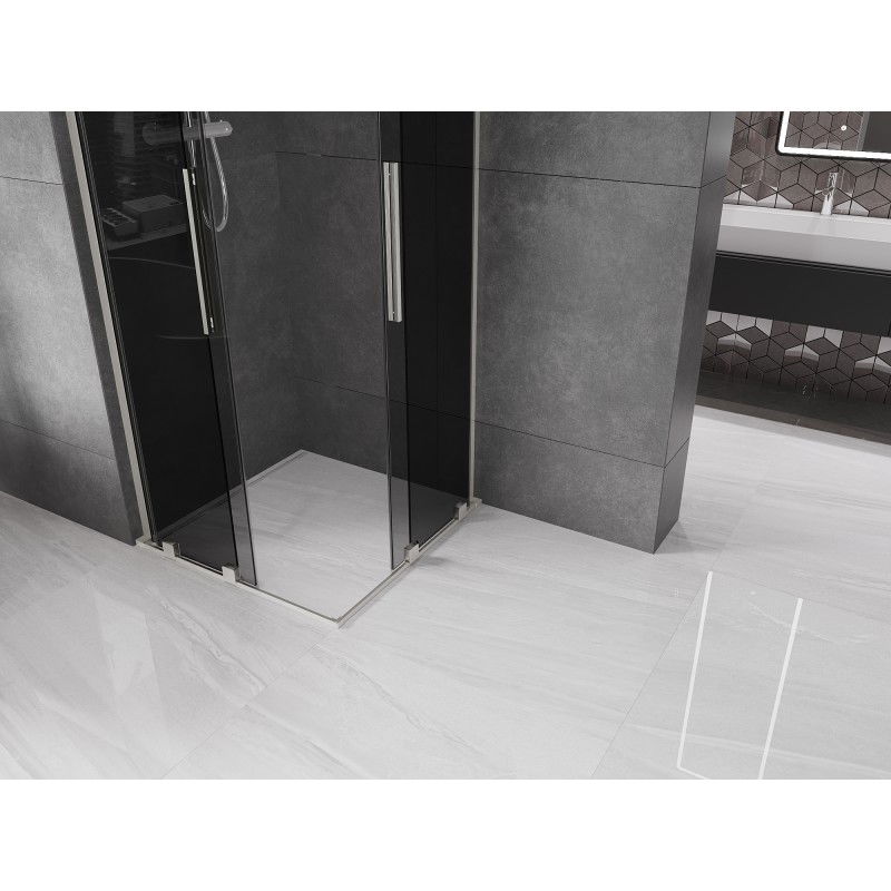 Mexen Velar L Duo плъзгаща душ кабина 80 x 80 см, графит, четкан никел - 871-080-080-02-43-97