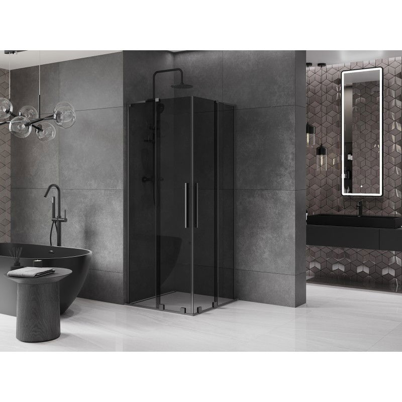 Mexen Velar L Duo плъзгаща се душ кабина 100 x 100 см, графит, gun metal - 871-100-100-02-43-95