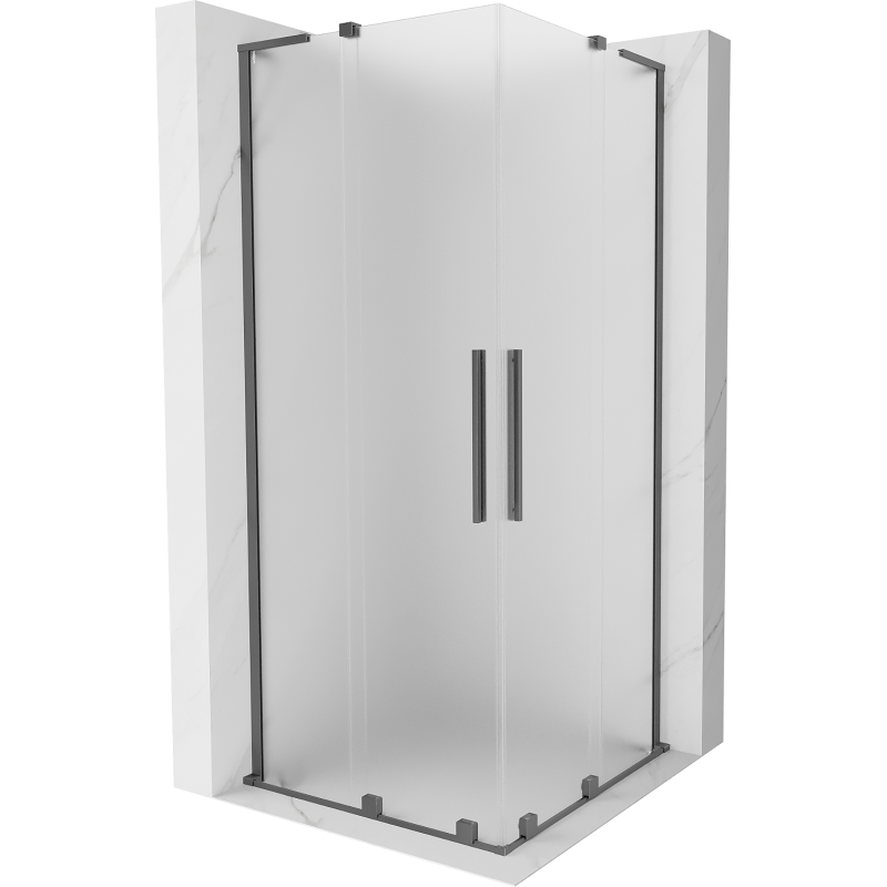 Mexen Velar L Двойна плъзгаща се душ кабина 100 x 100 см, матирана, черен метал