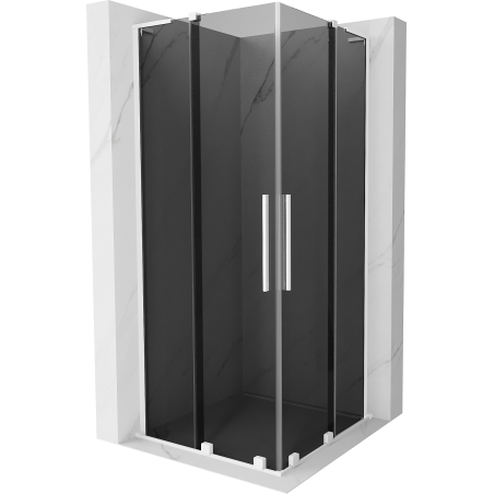 Mexen Velar L Duo плъзгаща се душ кабина 80 x 80 см, графит, бяла - 871-080-080-02-43-20