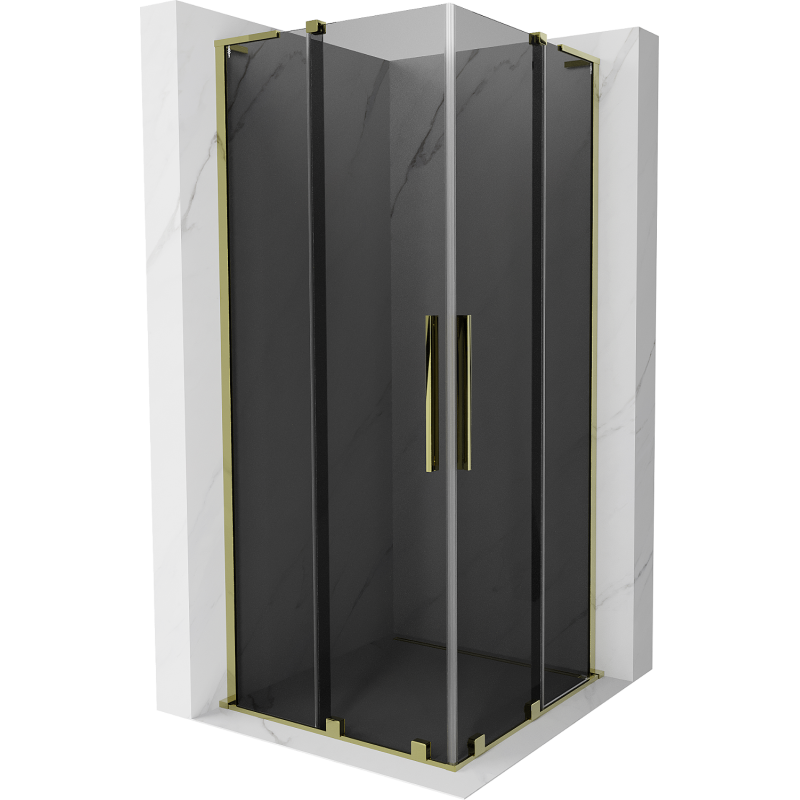 Mexen Velar L Duo плъзгаща се душ кабина 80 x 80 см, графит, злато - 871-080-080-02-43-50