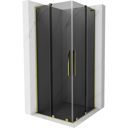 Mexen Velar L Duo плъзгаща се душ кабина 80 x 80 см, графит, злато - 871-080-080-02-43-50