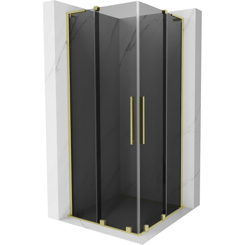 Mexen Velar L Duo плъзгаща се душ кабина 80 x 80 см, графит, златно четкано - 871-080-080-02-43-55