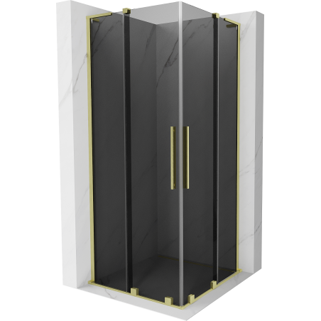 Mexen Velar L Duo душ кабина с плъзгащи врати 80 x 80 см, графит, злато четка - 871-080-080-02-43-55