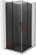 Mexen Velar L Duo плъзгаща се душ кабина 80 x 80 см, графит, розово злато - 871-080-080-02-43-60