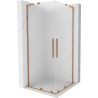 Mexen Velar L Duo плъзгаща се душ кабина 80 x 80 cm, матирано стъкло, четкана мед - 871-080-080-02-33-65