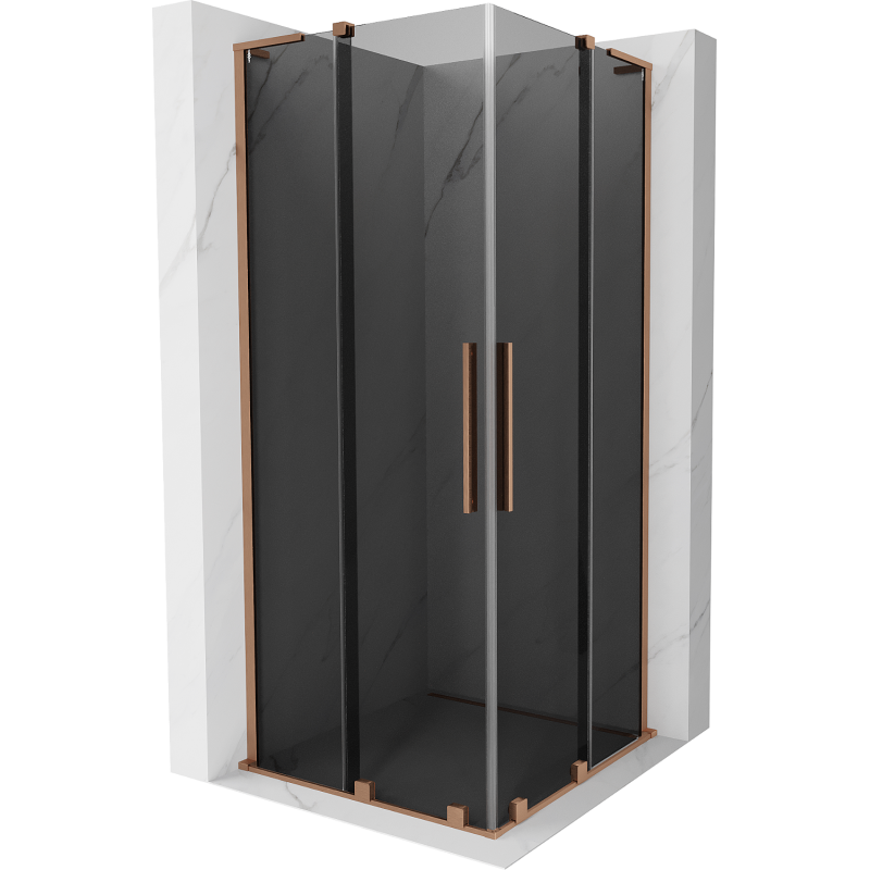 Mexen Velar L Duo плъзгаща душ кабина 80 x 80 см, графит, матирана мед - 871-080-080-02-43-65