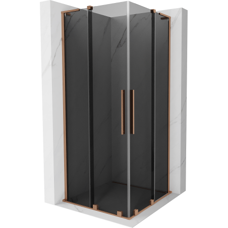 Mexen Velar L Duo плъзгаща душ кабина 80 x 80 см, графит, матирана мед - 871-080-080-02-43-65