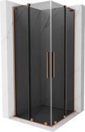 Mexen Velar L Duo плъзгаща се душ кабина 80 x 80 cm, графит, четкана мед - 871-080-080-02-43-65