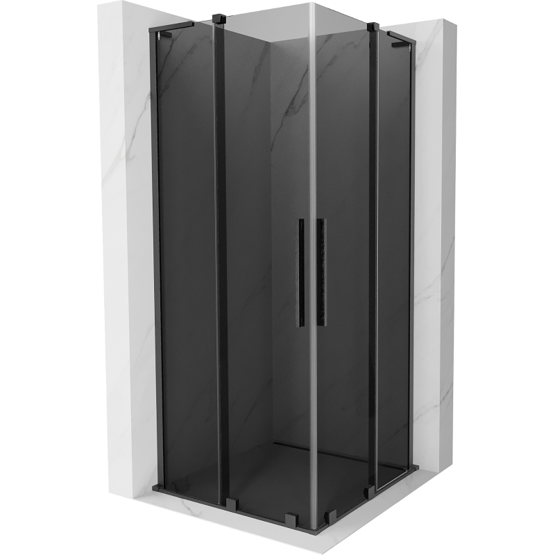 Mexen Velar L Duo плъзгаща се душ кабина 80 x 80 см, графит, матирано тъмно сиво - 871-080-080-02-43-66