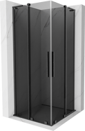 Mexen Velar L Duo плъзгаща се душ кабина 80 x 80 см, графит, четка сиво-сив - 871-080-080-02-43-66