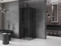Mexen Velar L Duo плъзгаща се душ кабина 80 x 80 см, графит, матирано тъмно сиво - 871-080-080-02-43-66