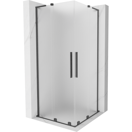 Mexen Velar L Duo плъзгаща се душ кабина 80 x 80 см, матирана, четкано сиво - 871-080-080-02-33-66
