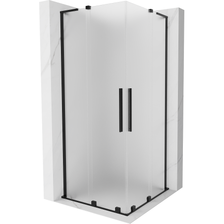 Mexen Velar L Duo плъзгаща се душ кабина 80 x 80 см, матирана, черна - 871-080-080-02-33-70
