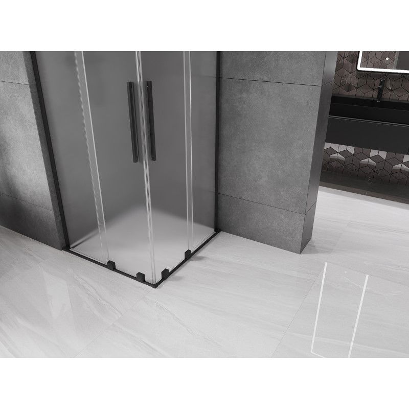 Mexen Velar L Дуо плъзгаща се душ кабина 80 x 80 см, мат, черна - 871-080-080-02-33-70