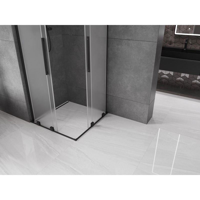 Mexen Velar L Дуо плъзгаща се душ кабина 80 x 80 см, мат, черна - 871-080-080-02-33-70