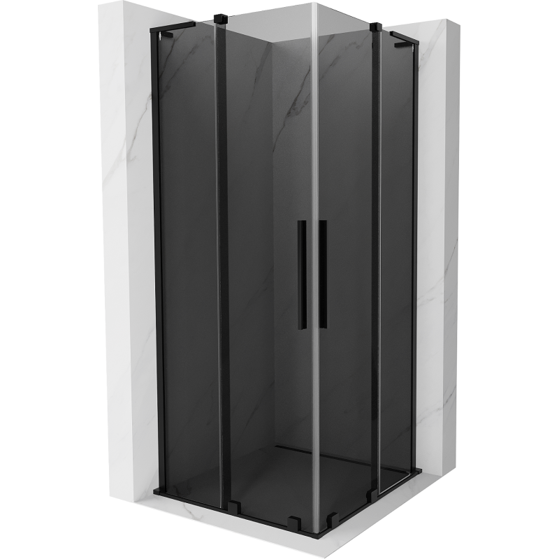 Mexen Velar L Duo плъзгаща се душ кабина 80 x 80 см, графит, черна - 871-080-080-02-43-70